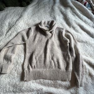 Wool mix collared knit sweater